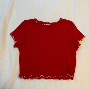 Red Ruffled Women's Top
